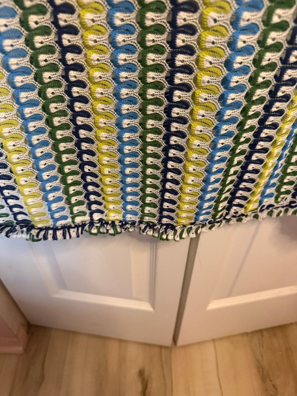 Striped Blue, Yellow & White Swim Coverup Maxi Dress - Picture 6 of 10